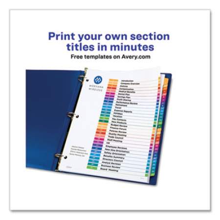 Avery Customizable Table of Contents Ready Index Multicolor Dividers, 31-Tab, 1 to 31, 11 x 8.5, 6 Sets (24401352)