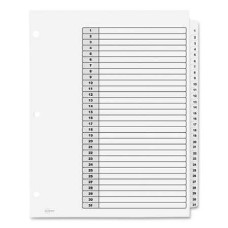 Avery Customizable Table of Contents Ready Index Black and White Dividers, 31-Tab, 1 to 31, 11 x 8.5, 6 Sets (11827)