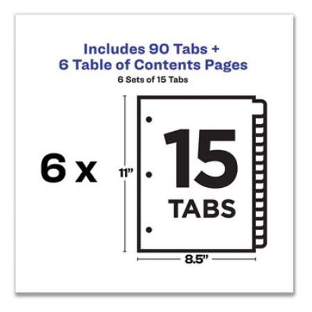 Avery Customizable Table of Contents Ready Index Black and White Dividers, 15-Tab, 1 to 15, 11 x 8.5, 6 Sets (11825)
