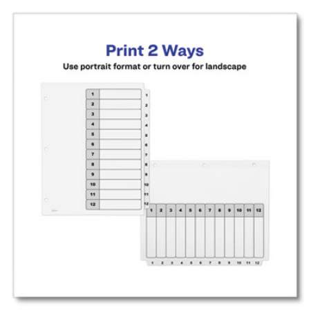 Avery Customizable Table of Contents Ready Index Black and White Dividers, 12-Tab, 1 to 12, 11 x 8.5, 6 Sets (11824)