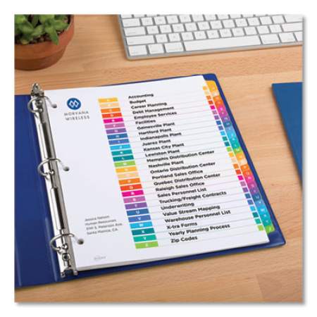 Avery Customizable Table of Contents Ready Index Multicolor Dividers, 26-Tab, A to Z, 11 x 8.5, 6 Sets (11832)