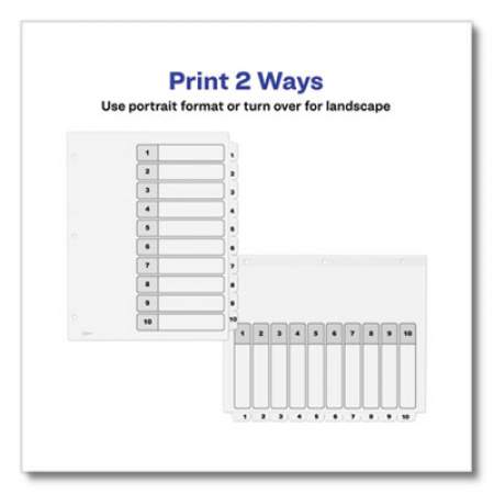 Avery Customizable Table of Contents Ready Index Black and White Dividers, 10-Tab, 1 to 10, 11 x 8.5, 6 Sets (11823)