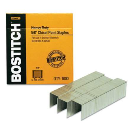 Bostitch Heavy-Duty Premium Staples, 0.63" Leg, 0.5" Crown, Carbon Steel, 1,000/Box (264135)