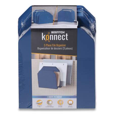 Bostitch Konnect File Organizer, 3 Sections, Letter Size Files, 7.25 x 4 x 9.25, Blue (24339998)