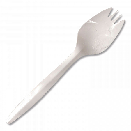 Individually Wrapped Mediumweight Cutlery, Spork, Plastic, White, 1,000/Carton (1105000)