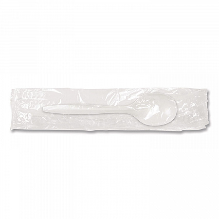 Individually Wrapped Mediumweight Cutlery, Soup Spoon, Plastic, White, 1,000/Carton (1104000)