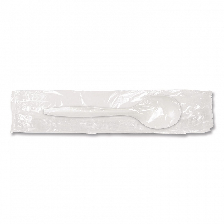 Individually Wrapped Mediumweight Cutlery, Soup Spoon, Plastic, White, 1,000/Carton (1104000)
