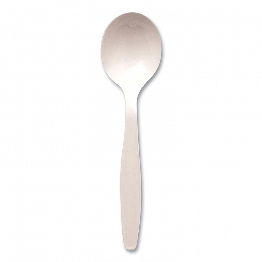 Individually Wrapped Mediumweight Cutlery, Soup Spoon, Plastic, White, 1,000/Carton (1104000)