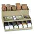 CONTROLTEK Coin Wrapper and Bill Strap 2-Tier Rack, 11 Compartments, 9.38 x 8.13 4.63, Metal, Pebble Beige (500013)