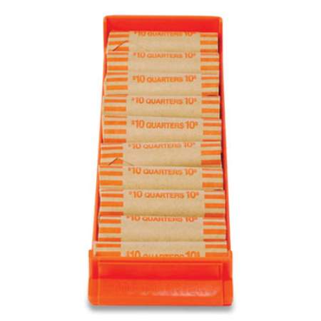 CONTROLTEK Stackable Plastic Coin Tray, Quarters, 10 Compartments, Orange (24421365)