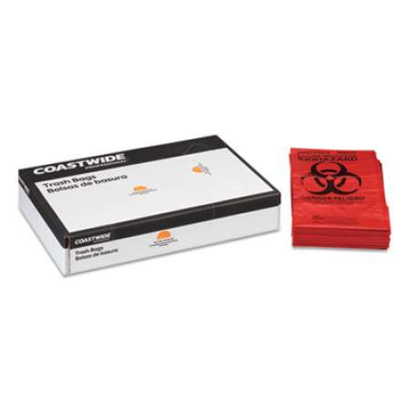 Coastwide Professional Biohazard Can Liners, 33 gal, 33 x 39, Red, 150/Carton (342592)