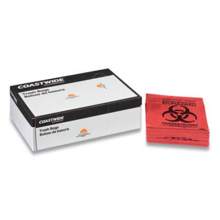 Coastwide Professional Biohazard Can Liners, 45 gal, 40 x 46, Red, 200/Carton (342597)