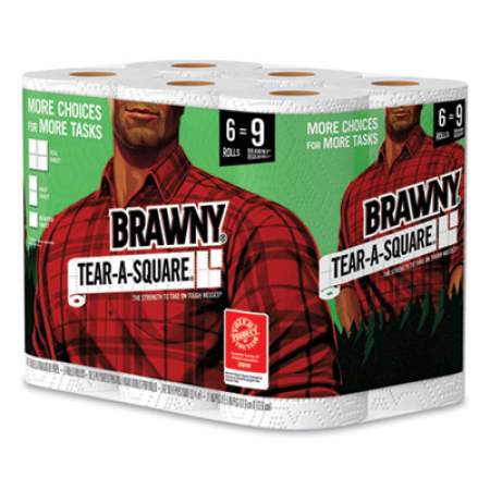 Brawny Tear-A-Square Perforated Kitchen Roll Towels, 2-Ply, 5.5 x 11, 96 Sheets/Roll, 6 Rolls/Pack (44276)