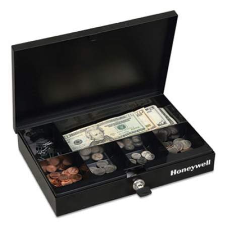 Honeywell Low Profile Cash Box, Keylock, 11.6 x 8 x 1.9, Steel, Black (2105789)