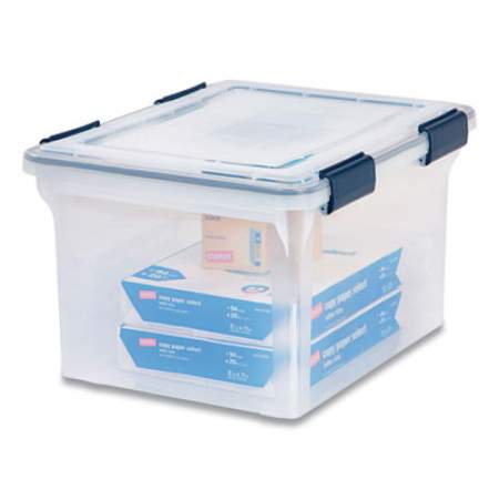 IRIS WEATHERTIGHT File Box, Letter/Legal Files, 15.5 x 17.9 x 10.8, Clear/Blue Accents (715525)