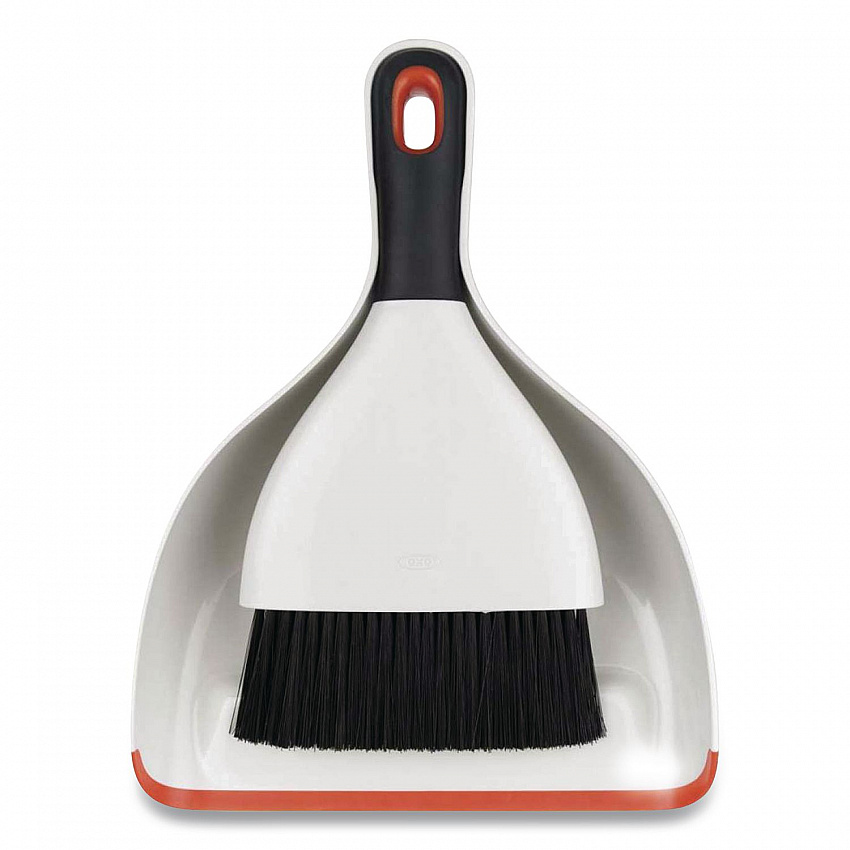 Good Grips Dust Pan and Brush, 12 x 9, 2" Handle, Plastic, White (1334480)