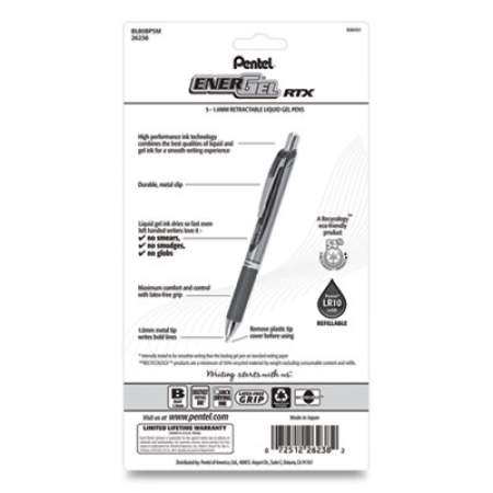 Pentel EnerGel RTX Gel Pen, Retractable, Bold 1 mm, Assorted Ink and Barrel Colors, 5/Pack (2639682)