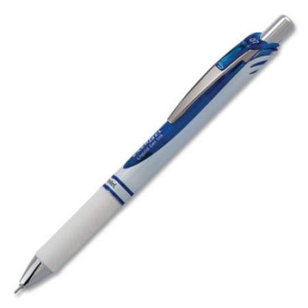 Pentel EnerGel Pearl Gel Pen, Retractable, Medium 0.7 mm, Blue Ink, White/Blue Barrel, Dozen (BLN77PWC)