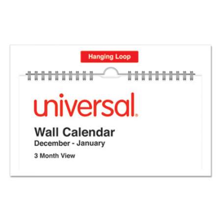 Universal 3-Month Wall Calendar, 12 x 27, White/Black/Red Sheets, 14-Month (Dec to Jan): 2021 to 2023 (71003)