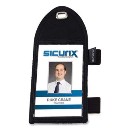 SICURIX ID Neck Pouch with Pen Loop, Vertical, 4 x 2.75, Black (2773998)
