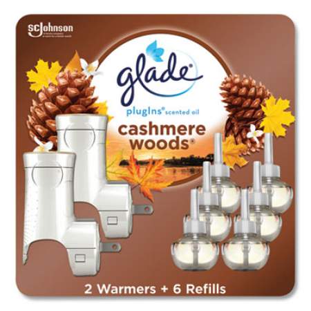 Glade Plugin Scented Oil, Cashmere Woods, 0.67 oz, 2 Warmers and 6 Refills/Pack (24429115)