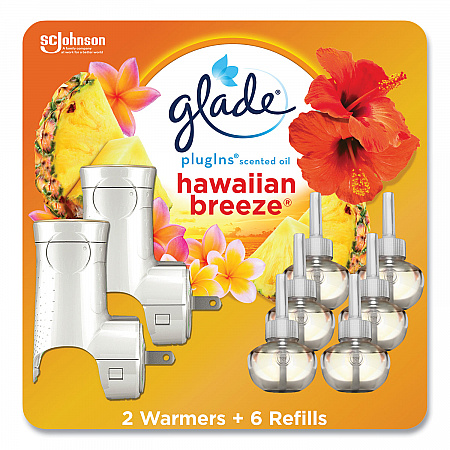 Plugin Scented Oil, Hawaiian Breeze, 0.67 oz, 2 Warmers and 6 Refills/Pack (319962)
