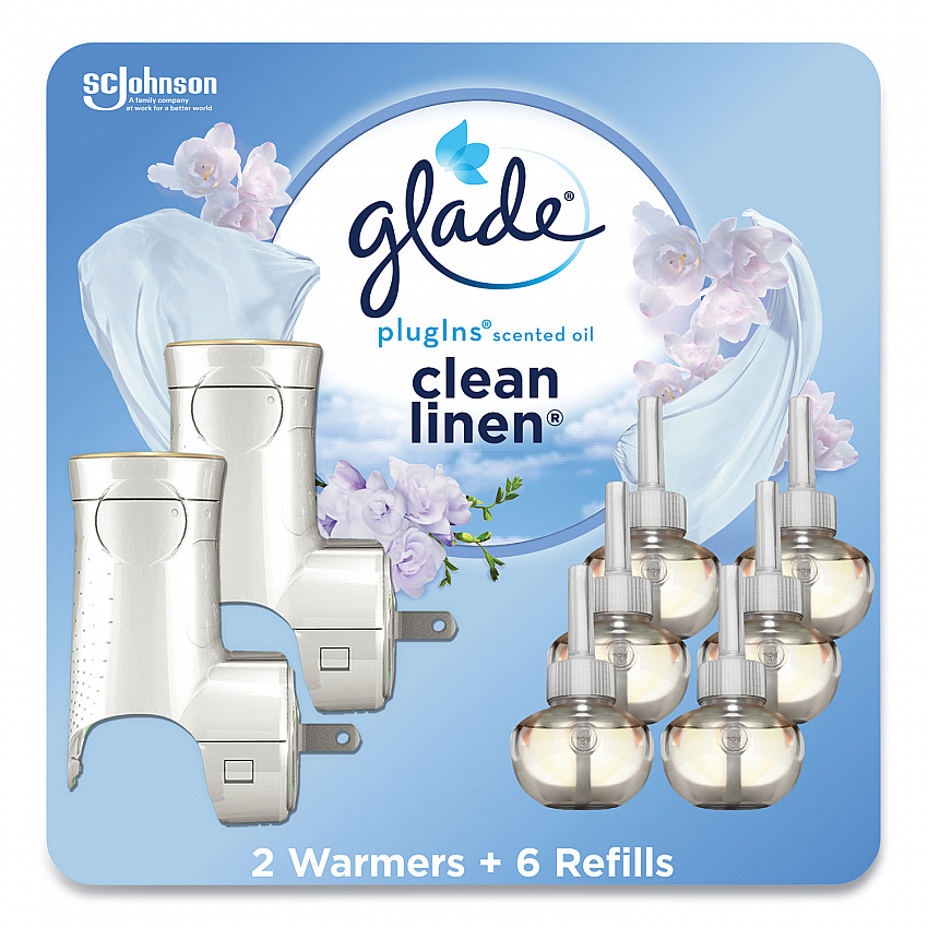 Plugin Scented Oil, Clean Linen, 0.67 oz, 2 Warmers and 6 Refills/Pack (319963)