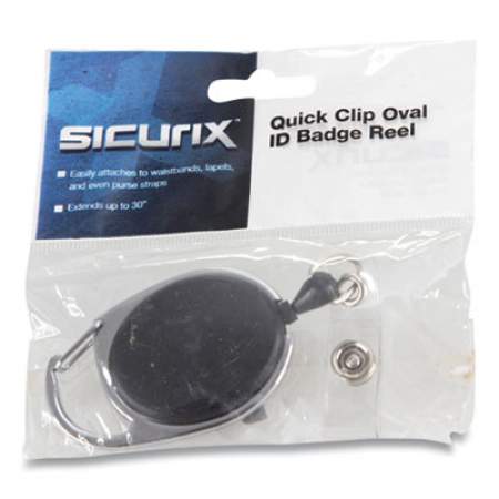 SICURIX Quick Clip Card Reels, 30" Extension, Oval, Black (2774019)
