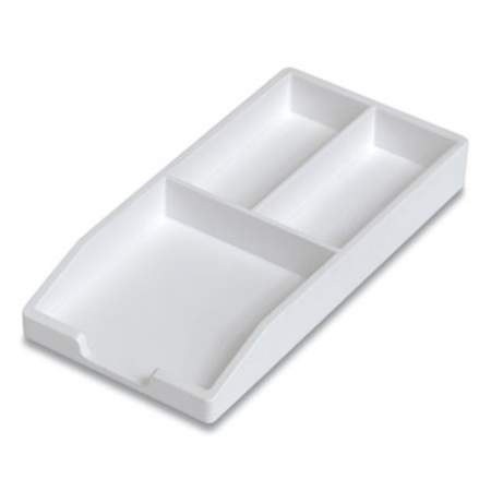 TRU RED Stackable Plastic Accessory Tray, 3-Compartment, 3.34 x 6.81 x 0.94, White (24380372)