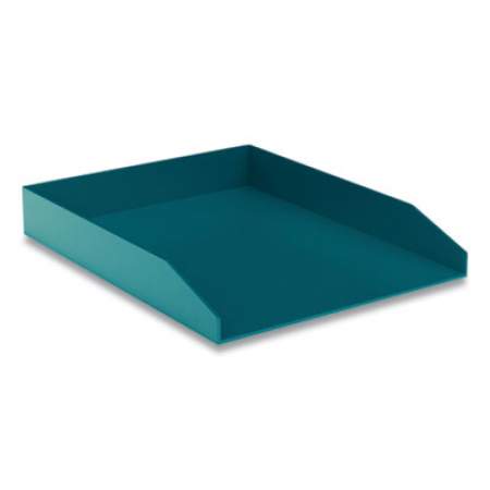 TRU RED Front-Load Stackable Plastic Document Tray, 1 Section, Letter Size Files, 9.8 x 12.24 x 1.75, Teal (24380404)