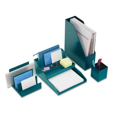 TRU RED Business Card Holder, Holds 80 Cards, 3.97 x 1.73 x 1.77, Plastic, Teal (24380418)