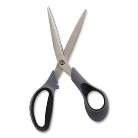 TRU RED Non-Stick Titanium-Coated Scissors, 8" Long, 3.86" Cut Length, Gun-Metal Gray Blades, Gray/Black Bent Handle (24380498)