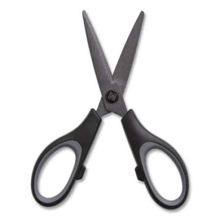 TRU RED Non-Stick Titanium-Coated Scissors, 5" Long, 2.36" Cut Length, Gun-Metal Gray Blades, Black/Gray Straight Handle (24380503)