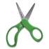 TRU RED Kids' Pointed Tip Stainless Steel Scissors, 5" Long, 2.05" Cut Length, Green Straight Handles (24380520)