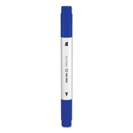 TRU RED Dry Erase Marker, Tank-Style Twin-Tip, Fine/Medium Bullet/Chisel Tips, Blue, 4/Pack (24417736)