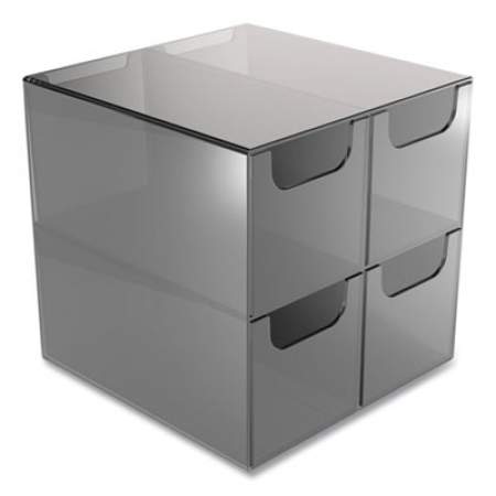 TRU RED Plastic Cube Desktop Organizer, 4-Compartment, 6 x 6 x 6, Smoke (24418569)