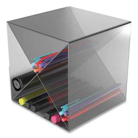 TRU RED Plastic Cube-Shaped Desk Shelf, 4-Compartment, 6 x 6 x 6, Smoke (24418571)