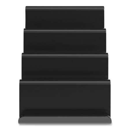 TRU RED Four Compartment Business Card Holder, Holds 100 Cards, 3.9 x 6.3 x 4, Plastic, Black (24418575)