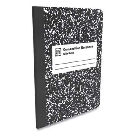 TRU RED Composition Notebook, Wide/Legal Rule, Black Marble Cover, 9.75 x 7.5, 100 Sheets, 4/Pack (24422964)