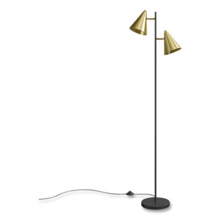 Union & Scale MidMod Metal Floor Lamp with Cone Shades, 60.6" h, Black/Gold Brass (24411246)