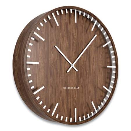 Union & Scale Essentials Round Wood Wall Clock, 15.7" Overall Diameter, Espresso Brown Case, 1 AA (sold separately) (24411456)