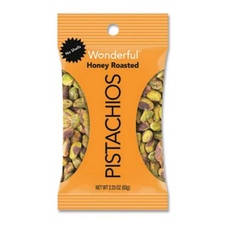 Paramount Farms Wonderful No Shells Pistachios, Honey-Roasted, 2.25 oz Bag, 24/Carton (24420303)