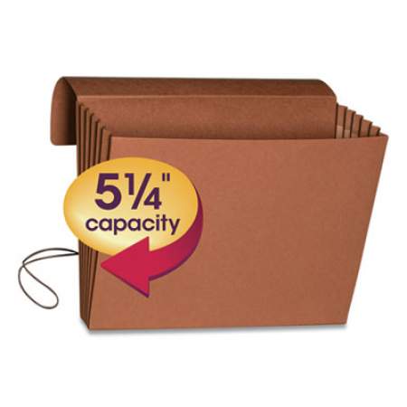 Smead Extra-Wide Expanding Wallets w/ Elastic Cord, 5.25" Expansion, 1 Section, Letter Size, Redrope (71186)
