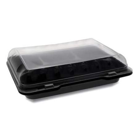 Pactiv Evergreen ClearView SmartLock Dual Color Hinged Lid Containers, 4-Compartment, 10.75 x 8 x 3.25, Black Base/Clear Top, 125/Carton (YEH891140000)