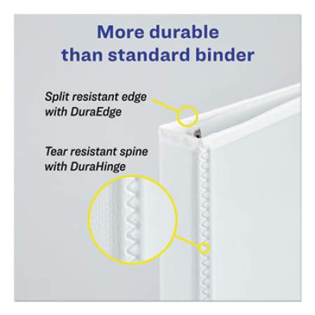 Avery Durable View Binder with DuraHinge and EZD Rings, 3 Rings, 4" Capacity, 11 x 8.5, White, (9801) (09801)