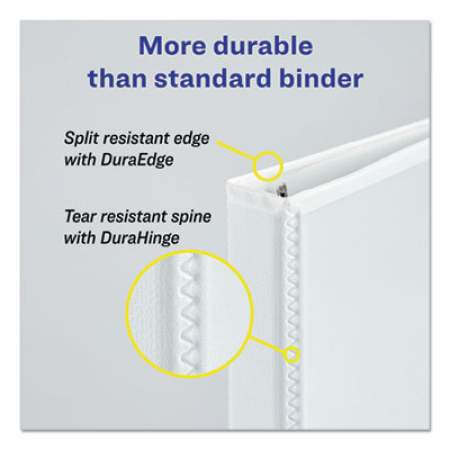 Avery Durable View Binder with DuraHinge and Slant Rings, 3 Rings, 2" Capacity, 11 x 8.5, White, 4/Pack (17577)