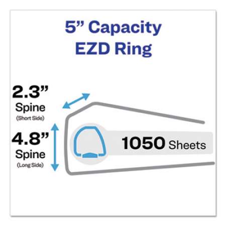 Avery Durable View Binder with DuraHinge and EZD Rings, 3 Rings, 5" Capacity, 11 x 8.5, White, (9901) (09901)