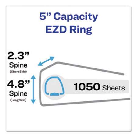 Avery Durable View Binder with DuraHinge and EZD Rings, 3 Rings, 5" Capacity, 11 x 8.5, Black, (9900) (09900)