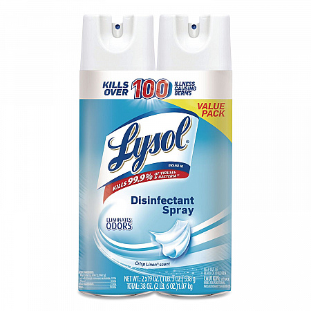 Disinfectant Spray, Crisp Linen Scent, 19 oz Aerosol Spray, 2/Pack, 4 Packs/Carton (99608CT)