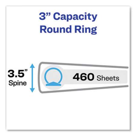 Avery Economy Non-View Binder with Round Rings, 3 Rings, 3" Capacity, 11 x 8.5, Blue, (3601) (03601)